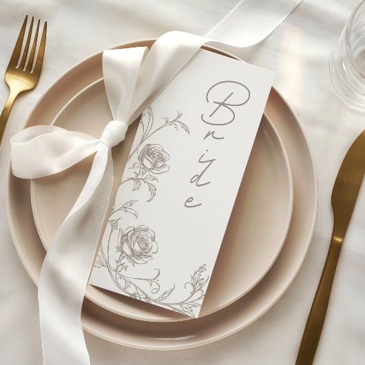 Vintage Wedding Bride Reserved Seating Card Menu