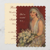 Vintage Wedding Bride, Vrijgezellenfeest Party Kaart (Voorkant / Achterkant)