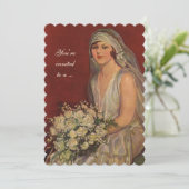 Vintage Wedding Bride, Vrijgezellenfeest Party Kaart (Staand voorkant)