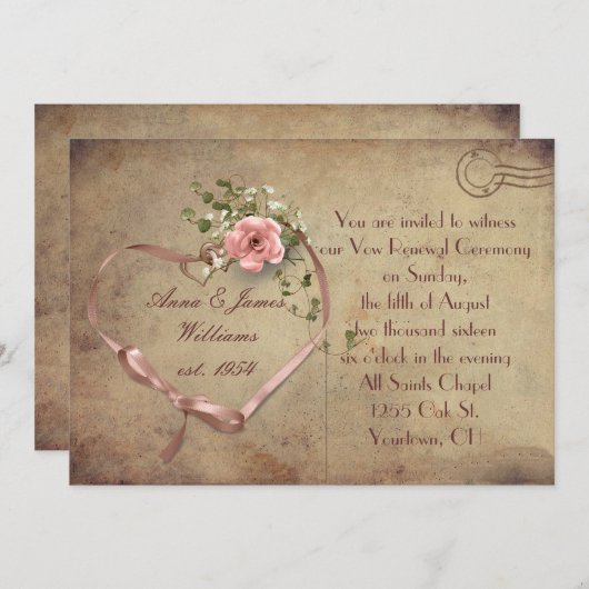 Vintage Wedding Briefkaart (Voorkant / Achterkant)