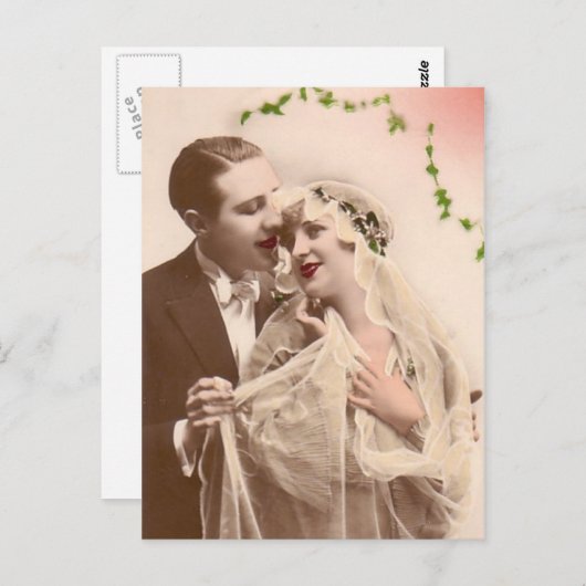 Vintage Wedding Briefkaart (Voorkant / Achterkant)