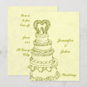 Vintage Wedding Cake Kaart (Voorkant / Achterkant)