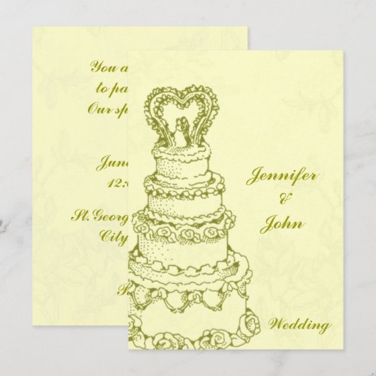 Vintage Wedding Cake Kaart (Voorkant / Achterkant)