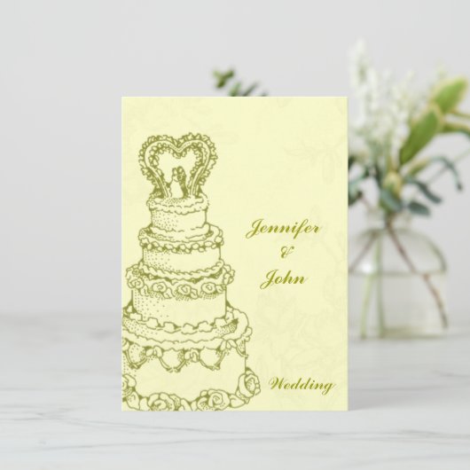 Vintage Wedding Cake Kaart (Staand voorkant)