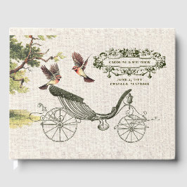 Vintage Wedding Carriage Burlap Texding Wedding Gastenboek