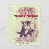 Vintage Wedding Cats Save the Date Briefkaart (Voorkant / Achterkant)