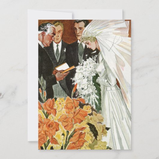 Vintage Wedding Ceremonie, Bride Groom Uitnodiging (Voorkant)