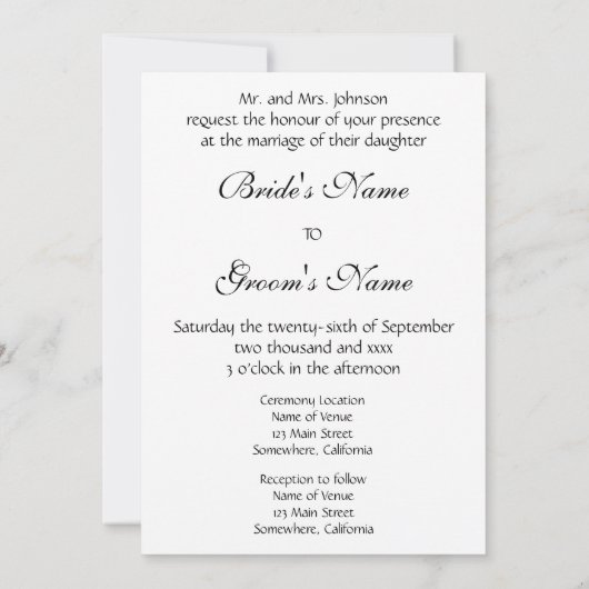 Vintage Wedding Ceremonie, Bride Groom Uitnodiging (Achterkant)