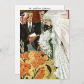 Vintage Wedding Ceremonie, Bride Groom Uitnodiging (Voorkant / Achterkant)