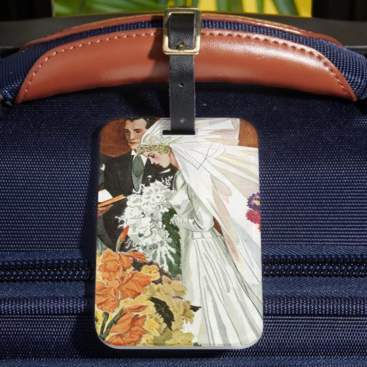 Vintage Wedding Ceremonie met Bride en Groom Bagagelabel (Voorkant Insitu 2)