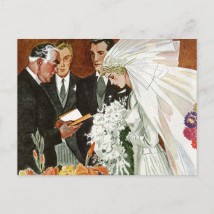 Vintage Wedding Ceremonie met Bride en Groom Briefkaart