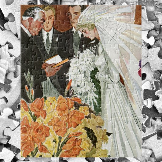 Vintage Wedding Ceremonie met Bride en Groom Legpuzzel