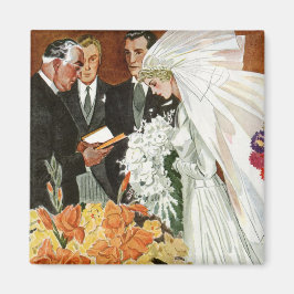 Vintage Wedding Ceremonie met Bride en Groom Magneet