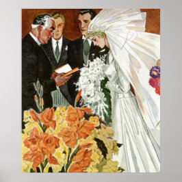 Vintage Wedding Ceremonie met Bride en Groom Poster