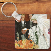 Vintage Wedding Ceremonie met Bride en Groom Sleutelhanger (Voorkant)