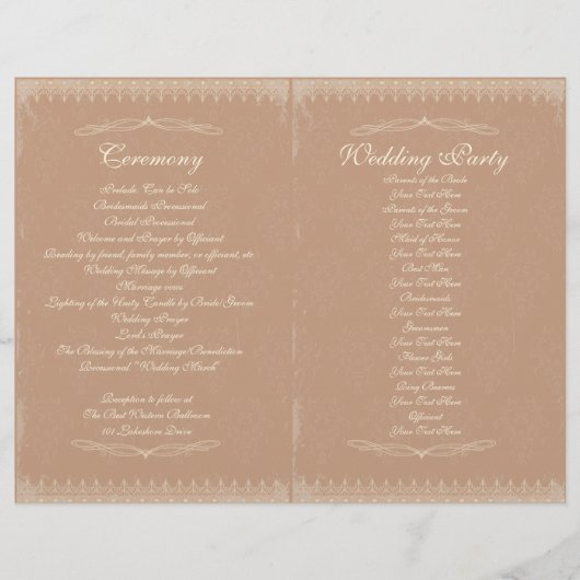 Vintage Wedding Ceremony Program (Voorkant)