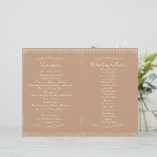 Vintage Wedding Ceremony Program (Staand voorkant)