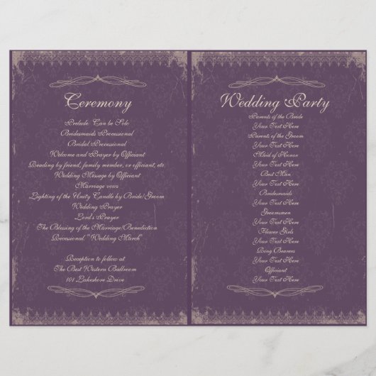 Vintage Wedding Ceremony Program (Voorkant)