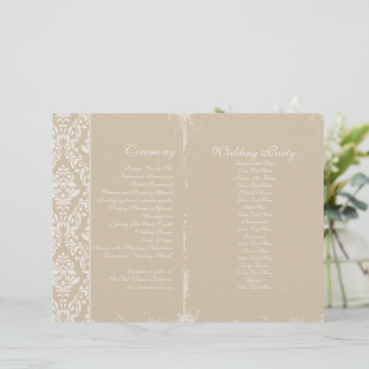 Vintage Wedding Ceremony Program (Staand voorkant)