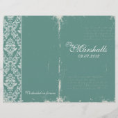 Vintage Wedding Ceremony Program Blauwgroen (Achterkant)