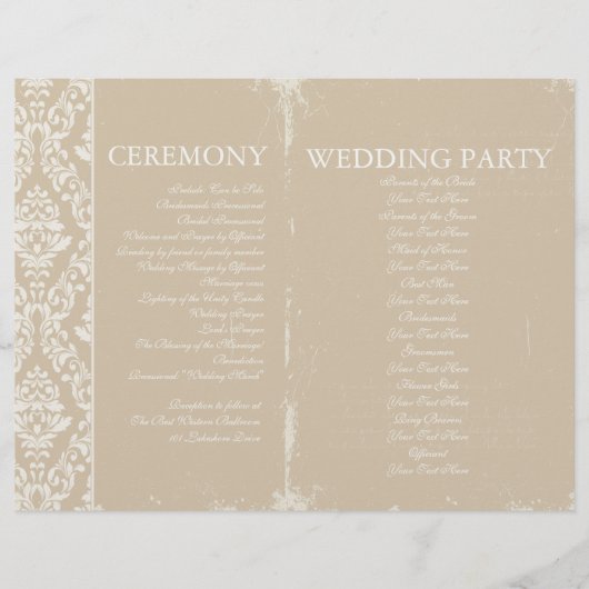 Vintage Wedding Ceremony Program Personalized (Voorkant)