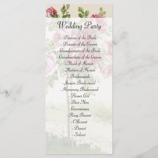 Vintage Wedding Ceremony Program Programmakaart (Achterkant)