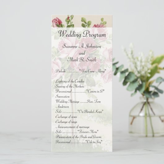 Vintage Wedding Ceremony Program Programmakaart (Staand voorkant)