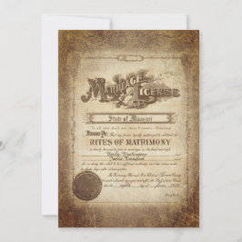 Vintage Wedding Certificate Invitation Kaart