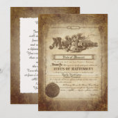 Vintage Wedding Certificate Invitation Kaart (Voorkant / Achterkant)
