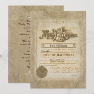 Vintage Wedding Certificate Kaart