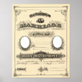 Vintage Wedding Certificate Poster (Voorkant)