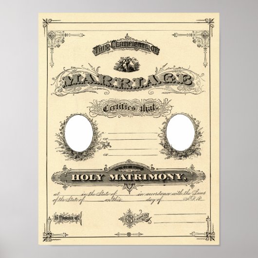 Vintage Wedding Certificate Poster (Voorkant)