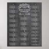 Vintage Wedding Chalkboard Guest Seating Chart Poster (Voorkant)