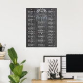 Vintage Wedding Chalkboard Guest Seating Chart Poster (Thuiskantoor)