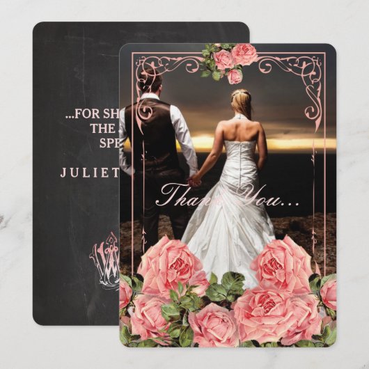 Vintage Wedding Chalkboard - Hartelijk dank Bedankkaart (Voorkant / Achterkant)