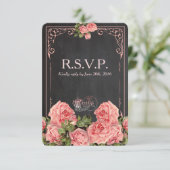 Vintage Wedding Chalkboard - Reply Kaart (Staand voorkant)