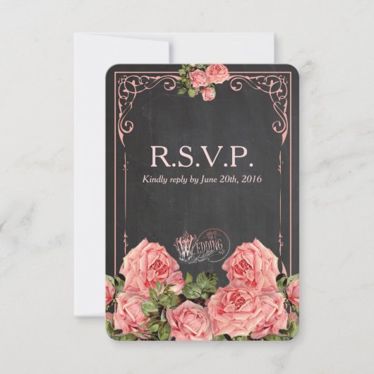 Vintage Wedding Chalkboard - Reply Kaart (Voorkant)
