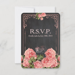 Vintage Wedding Chalkboard - Reply Kaart