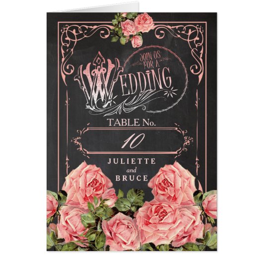 Vintage Wedding Chalkboard - Tabelnummer Kaart (Voorkant)
