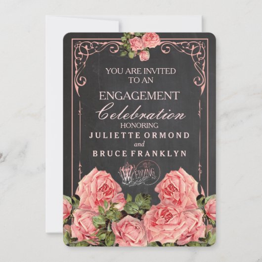 Vintage Wedding Chalkboard - Uitnodiging tot Verlo (Voorkant)
