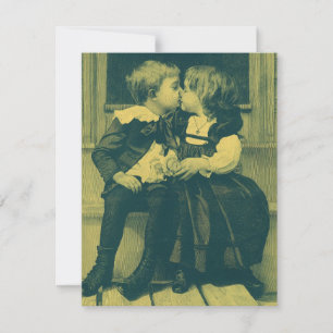Vintage Wedding, Children Kiss, sla de datum op Kaart