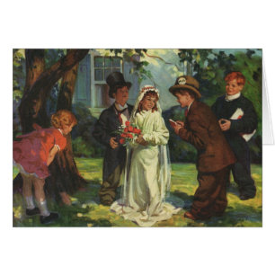 Vintage Wedding, Children Pretend Bride en Groom