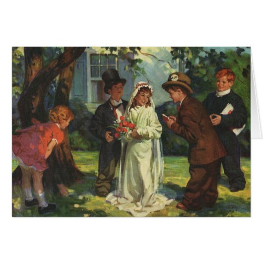 Vintage Wedding, Children Pretend Bride en Groom (Voorkant Horizontaal)