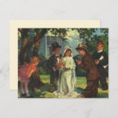 Vintage Wedding, Children Pretend Bride en Groom (Voorkant / Achterkant)