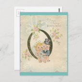 Vintage Wedding Couple Briefkaart (Voorkant / Achterkant)