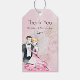 Vintage Wedding Couple Weddenschap Bedankt Cadeaulabel