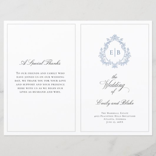 Vintage Wedding Crest Gevouwen Trouwprogramma (Voorkant)
