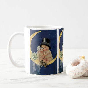 Vintage Wedding, Cute Bride en Groom on a Moon Koffiemok