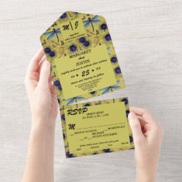 Vintage Wedding Dandelion en Dragonfly ThMED All In One Uitnodiging