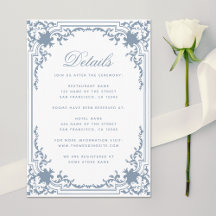 Vintage Wedding Details Dusty Blue Script White